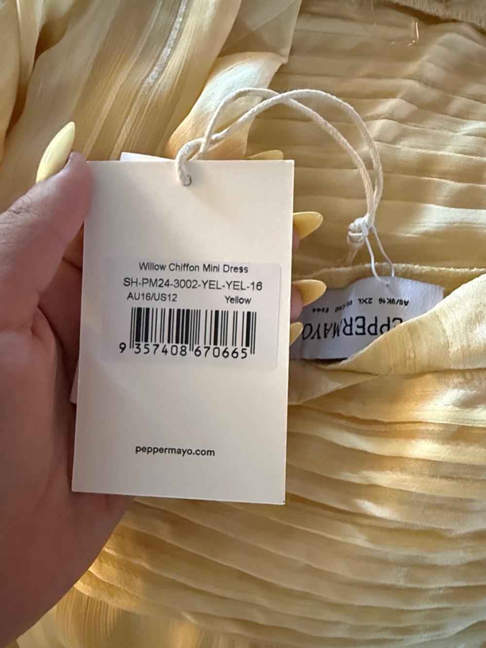 Pleated Halter Mini Dress in Soft Yellow - Picture 3 of 3